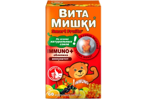 ВитаМишки Иммуно+, пастилки жев №60 облепиха