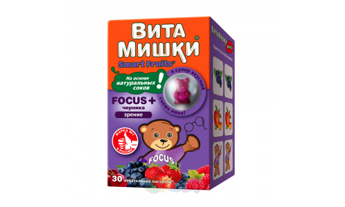 ВитаМишки Фокус+, пастилки жев №30 черника