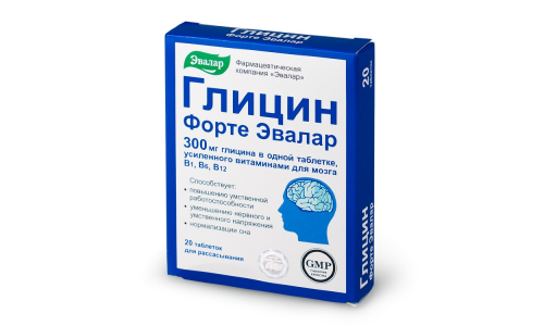 Глицин Форте, таблетки для рассас 300мг №20