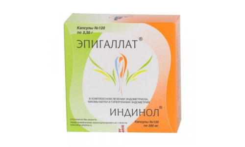 Индинол, капсулы 300мг №120+Эпигаллат, капсулы 500мг №120