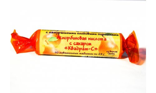 Аскорбиновая кислота с Сахаром, таблетки 25мг, крутка №10 груша