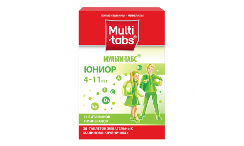Мульти-Табс Юниор, таблетки жев №30 малина и клубника