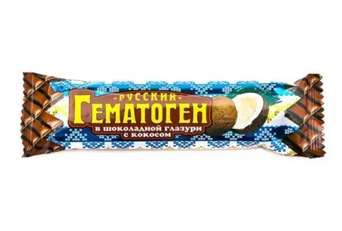 Гематоген Русский, плитка кокос в шоколаде 40г