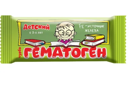 Гематоген Турбо детский плитка 30г для школьников