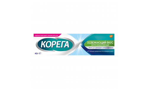 Корега крем для фиксации зубных протезов 40г освежающий фото 2