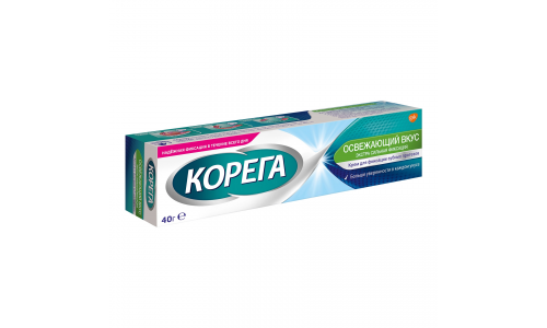 Корега крем для фиксации зубных протезов 40г освежающий фото 4